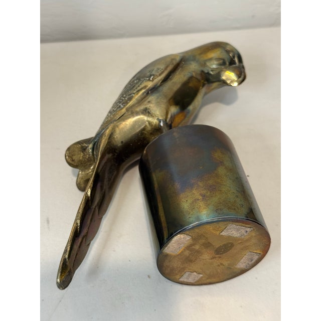 Brass Stunning Mid Century Solid Brass Macaw Parrot Figure Regal Patina Decor Heavy For Sale - Image 8 of 12
