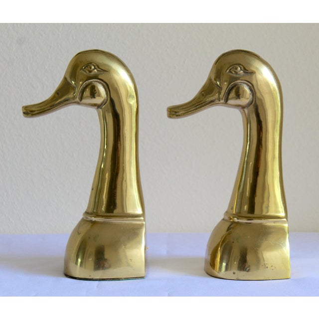 Mid-Century Modern Polished Solid Brass Mallard Duck Head Bookends – A Pair For Sale In Naples, FL - Image 6 of 18