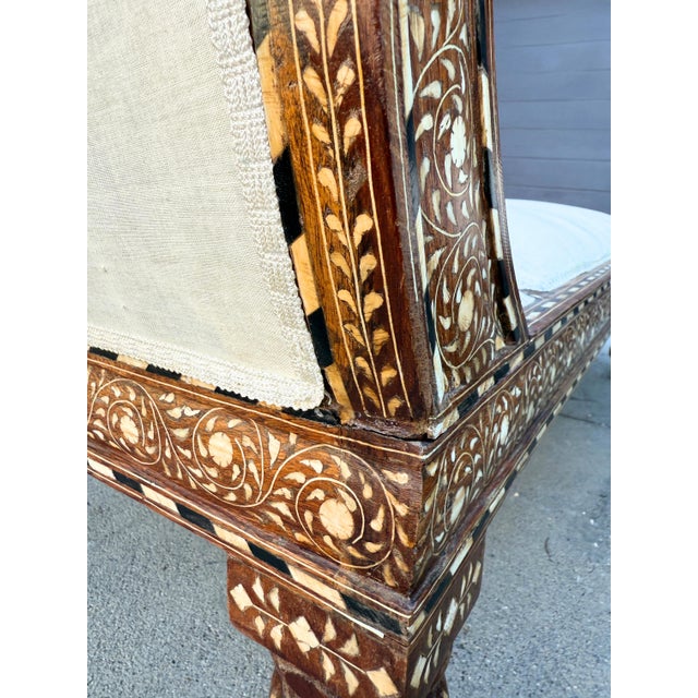 Early 20th Century Early 20th Century Levantine-Style Bone-Inlay Daybeds - Pair For Sale - Image 5 of 9