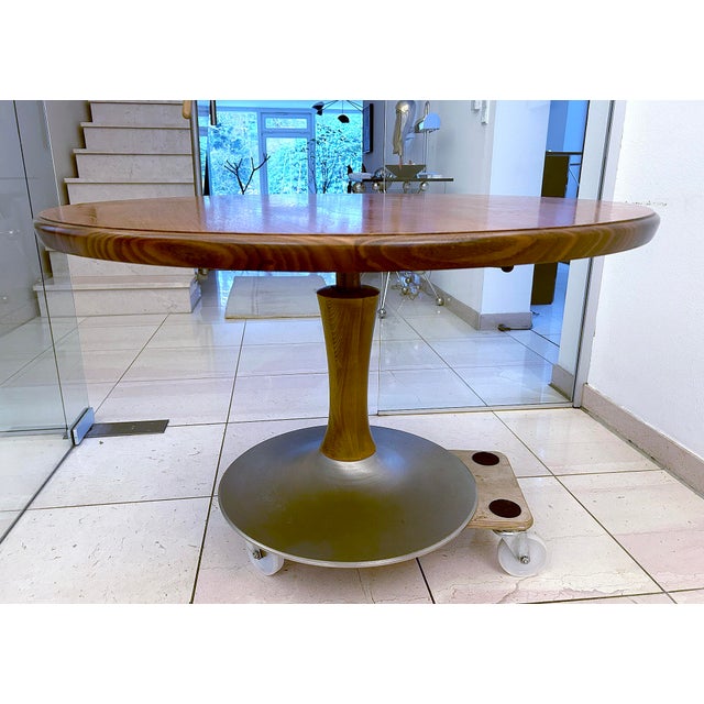 Mid-Century Modern Vintage Space Age Tulip Table in Wood For Sale - Image 3 of 12