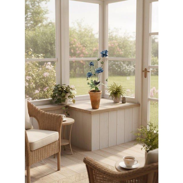 Metal Charming Faux Blue Botanical Study in Terracotta Pot For Sale - Image 7 of 7