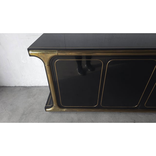 Black Black Lacquer and Brass Sideboard by Mastercraft For Sale - Image 8 of 11