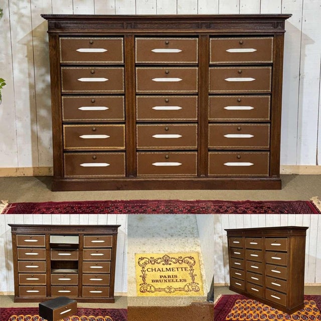 Early 20th century oak cardboard box at waist height - Cardboard boxes refurbished 30 years ago at Chalmette Paris-...