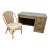 Boho Chic Woven Wicker Glass Top Writing Desk With Chair - 2 Pieces For Sale