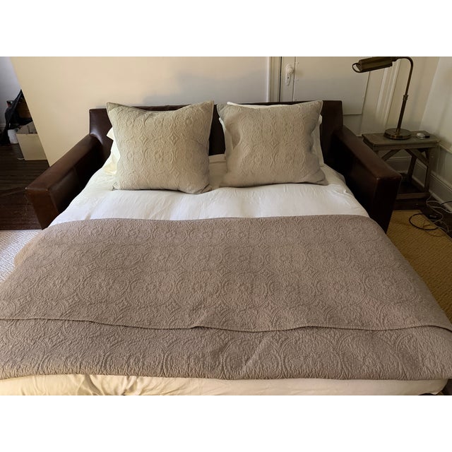2010s Restoration Hardware Maxwell Premium Leather Queen Sleeper Sofa – Down-Filled – 84" For Sale - Image 5 of 9