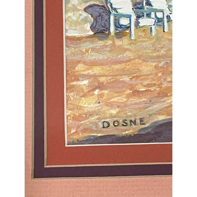 Paint Vintage "Backyard Pool" Original Gouache Painting by Dosne For Sale - Image 7 of 13