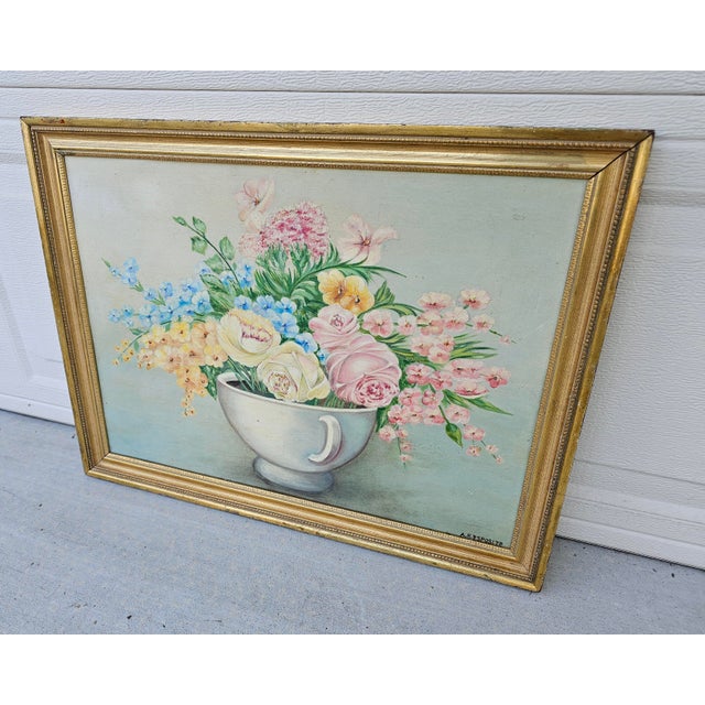 Italian Antique Floral Still Life Painting by A. R. Esposito, C. 1890–1920 For Sale In San Diego - Image 6 of 12