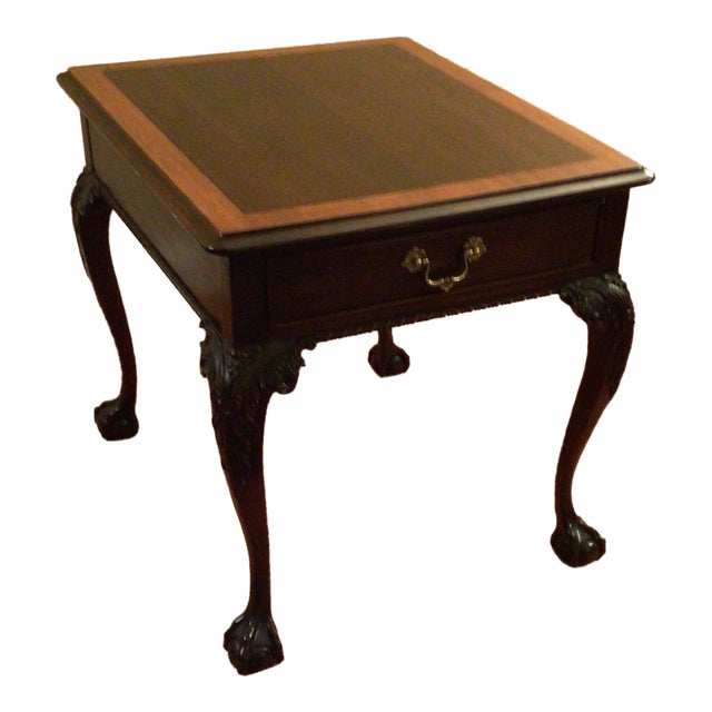 1990s Stickley Mahogany Ball and Claw End Table For Sale