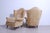 Elegant pair of armchairs original design and production of the 50s. Interesting wooden feet with brass tips. Original...