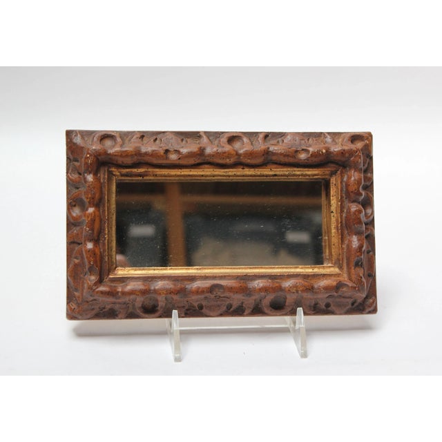 Small Faux-Wood Resin Accent Wall Mirror For Sale - Image 13 of 13