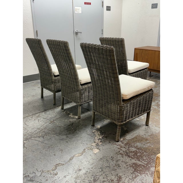 2010s Pottery Barn Huntington Outdoor Dining Chairs + Cushion Covers, Set of Four For Sale - Image 5 of 12