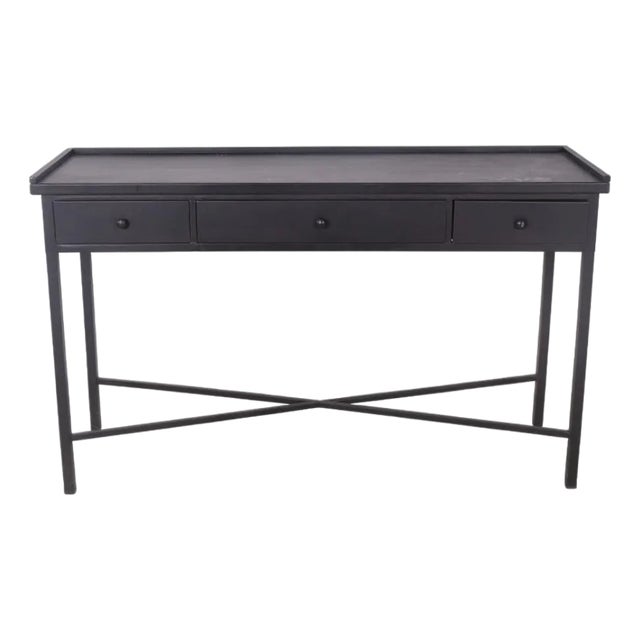 Black Console Table with Three Drawers For Sale