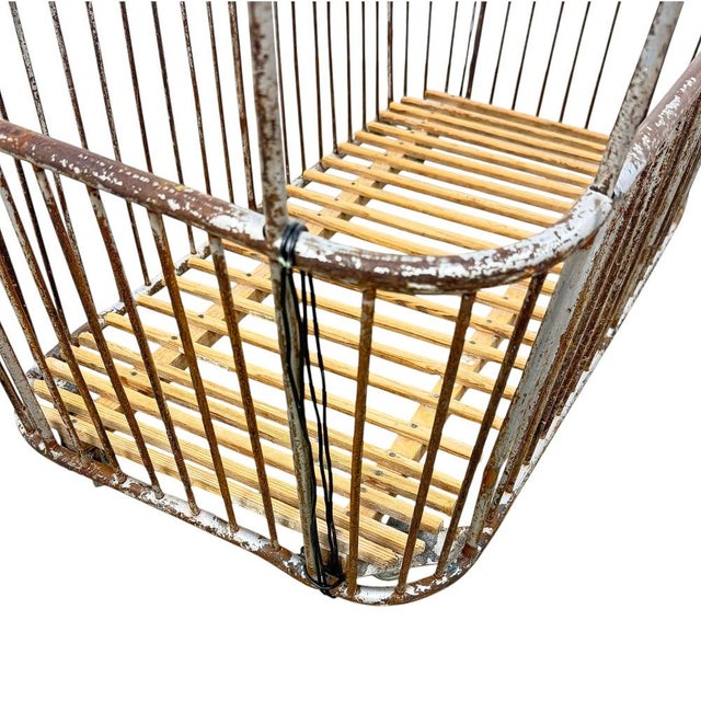 Vintage French Metal Bakery Cart Long Industrial Bread Trolley Rolling Laundry Basket, 1920s For Sale - Image 6 of 8