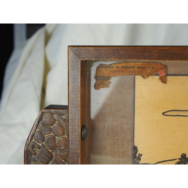 1920s French Art Deco Basque Jupiberry Hanging Tray With Country Mountain Landscape, Elderly Couple With Beret and Pie For Sale - Image 9 of 12