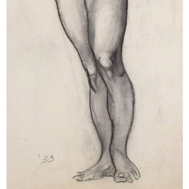 Vintage Neoclassical Drawing of a Male Nude Greco Roman Statue by William B Pattengill 1933 For Sale In New York - Image 6 of 8