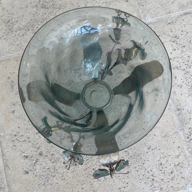 1970s French Crackled Glass Bowl Base Métal For Sale - Image 4 of 10