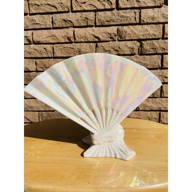 Pink Vintage 1960s Iridescent Fan Vase For Sale - Image 8 of 11