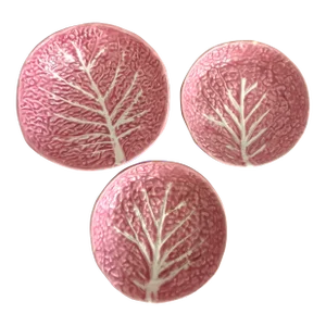 Vintage Pink Cabbage Leaf Majolica Bowls - Set of 3