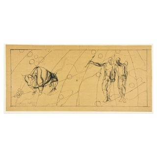 Jacques Villon, Signs of the Zodiac, Taurus and Gemini, Drawing in Ink, 1937 For Sale