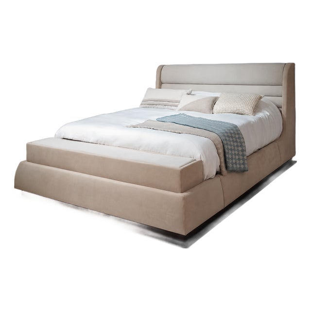 Modern Italian King Bed With Storage Footboard For Sale