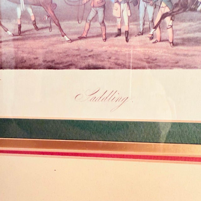 Pair of Vintage English Equestrian Prints After Henry Alken — “Saddling” & “The Start” — Engraved by J. Harris, Mahogany Frames For Sale In Chicago - Image 6 of 9