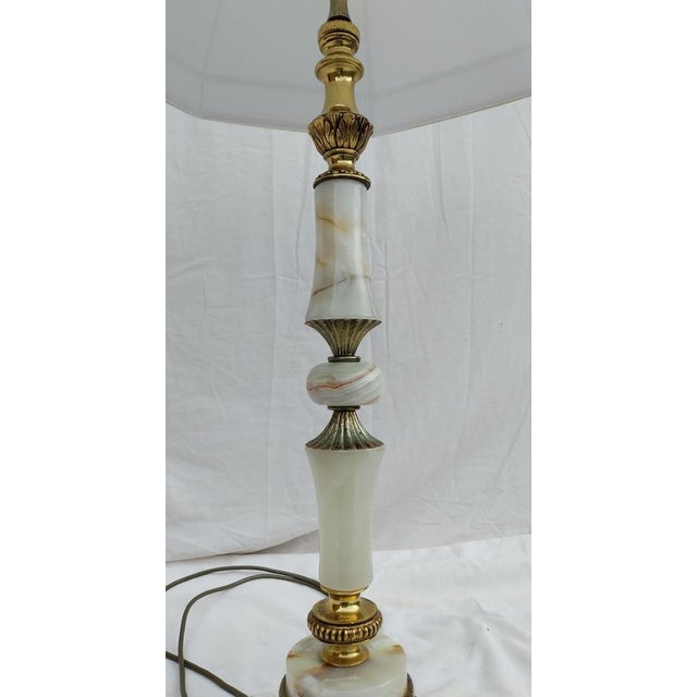 1940s Louis XVI Style Brass and Marble/Onyx Table Lamp, 1940s For Sale - Image 5 of 11