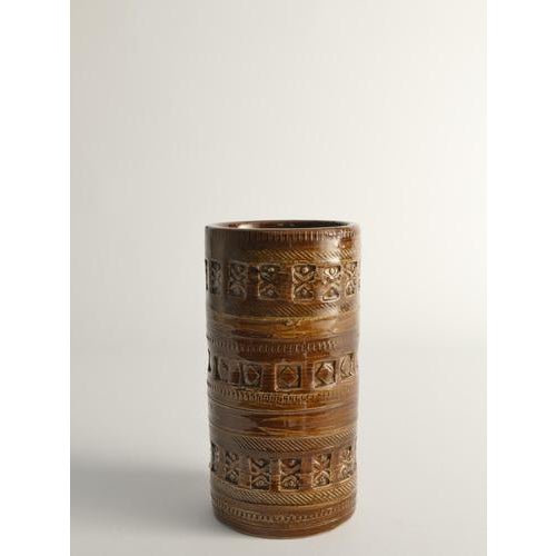 1960s Mid-Century Modern Brown Stoneware Vase by Aldo Londi for Bitossi, Italy, 1960s For Sale - Image 5 of 11