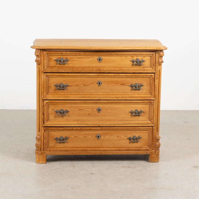 Farmhouse 19th Century Danish Waxed Pine Chest of Four Drawers For Sale - Image 3 of 13