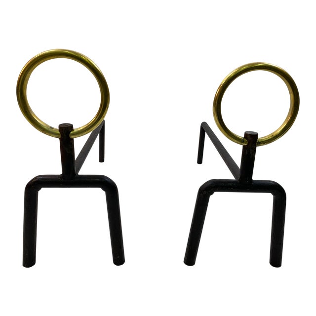 Gio Ponti Style Andirons - a Pair. For Sale