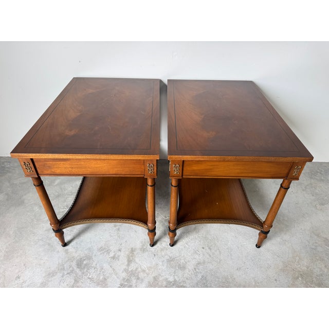 1980s Pair of Vintage John Scalia for Schmieg & Kotzian Galleried Style One-Drawer Nightstands For Sale - Image 5 of 16