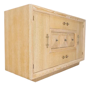 Ceruised Oak Restored Mid Century 54" Long 3 Drawers 2 Doors Credenza Sideboard