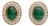 Emerald Stud Earrings With Earth Mined Diamonds in Solid 14k Gold, Oval 8x7mm, Pair For Sale