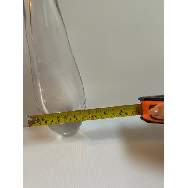 1960s Kosta Boda Sign Blown Glass Vase With Floral Etching 9.5" Tall Design by Goran Warff For Sale - Image 12 of 12