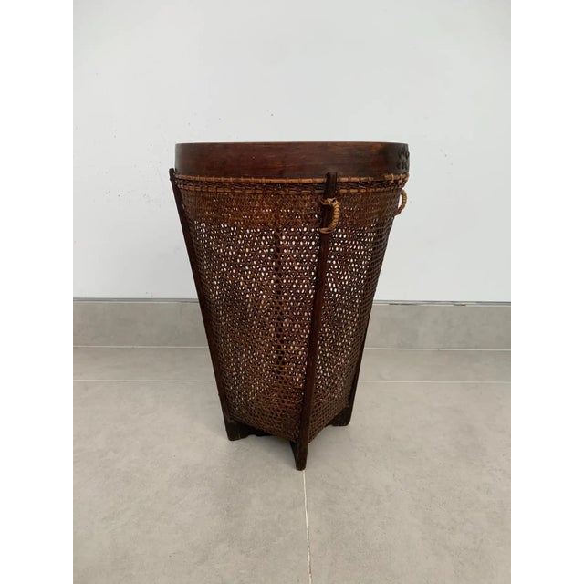 Contemporary Rattan Basket Dayak Tribe Hand-Woven From Kalimantan, Borneo, Mid 20th Century For Sale - Image 3 of 8