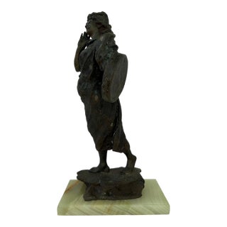 Gabriele Parente “La Tamborella” Bronze Sculpture on Onyx Base, 1907 For Sale