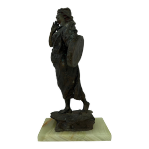 Gabriele Parente “La Tamborella” Bronze Sculpture on Onyx Base, 1907