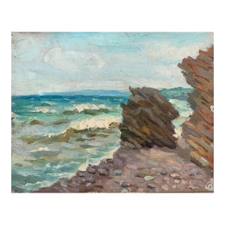 Original Seascape Oil Painting, Ukrainian Artist, 1961 26-33 For Sale