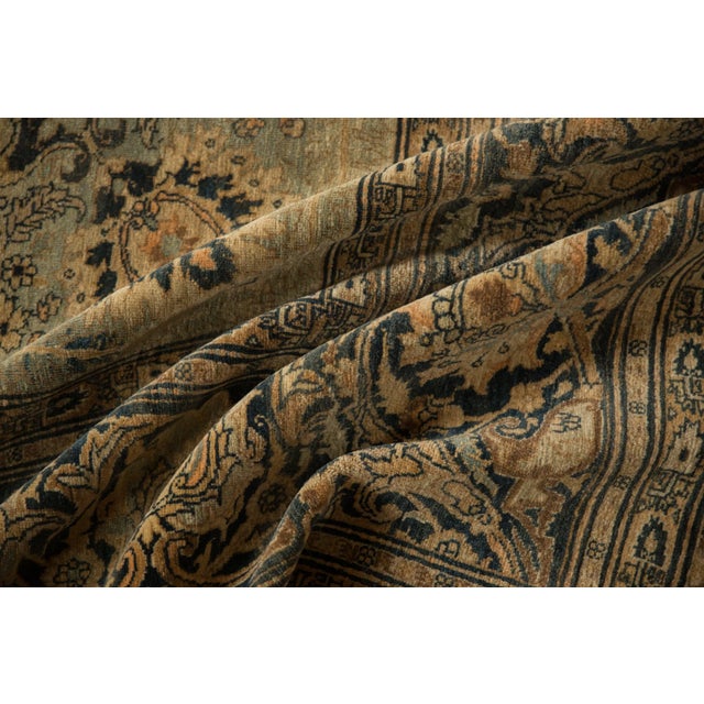 Camel Antique Tea Washed Haji Jalili Tabriz Carpet - 8'8" x 12' For Sale - Image 8 of 9