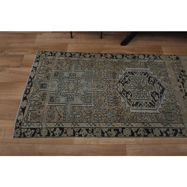 1970s Vintage Handmade Wool Cotton Beige Runner Rug For Sale - Image 9 of 11