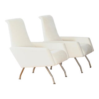 Pair of Mid Century Italian Lounge Chairs, Restored For Sale