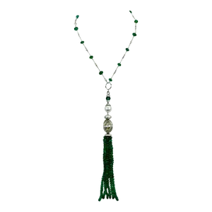 Early 21st Century Rock Crystal Emerald Diamond Tassel