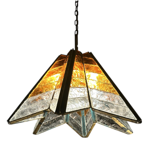 Amber Clear Glass Pendant Light from Poliarte, 1970s