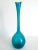 Vintage Mid Century Modernist Hand Blown Aqua Teal Blue Art Glass Bottle Vase For Sale - Image 11 of 13