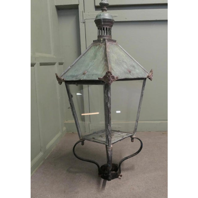 Large Mid 19th Century Copper Lantern, Street Light This is a Large Copper Street Light Lantern, originally it would have...