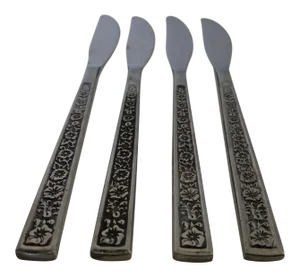 Midcentury Floral Design Stainless Dinner Knives S/4