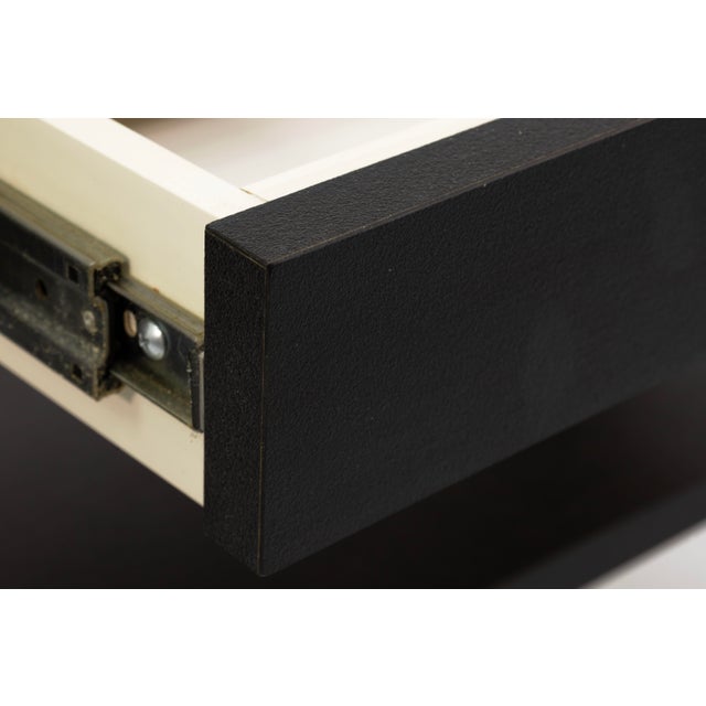 Pair of Post Modern Ebony Black Architectural Frame Nightstands For Sale - Image 4 of 8