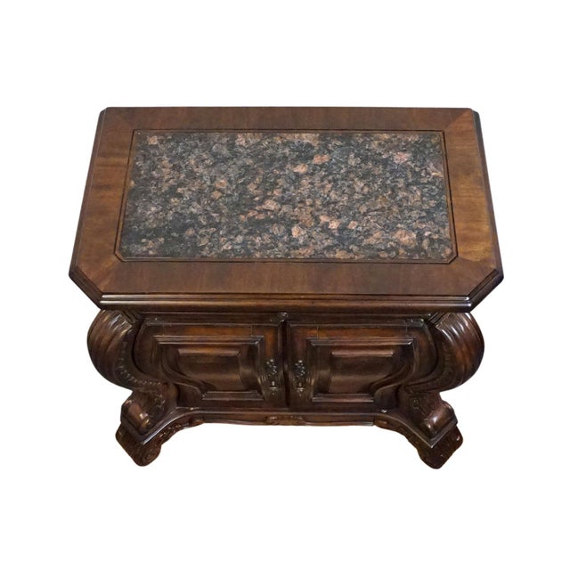 Aico Michael Amini Romanza Collection Old World Baroque 38" Bombe Nightstand - Deep Claret Finish 74040-56 For Sale - Image 9 of 15