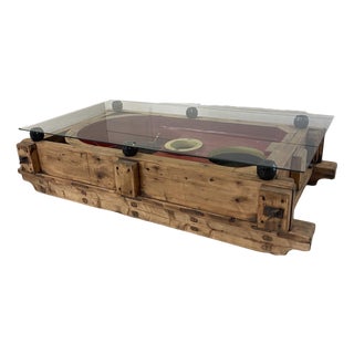 Vintage Industrial Coffee Table in Wooden Molds from Locomotive Factory, 1950s For Sale