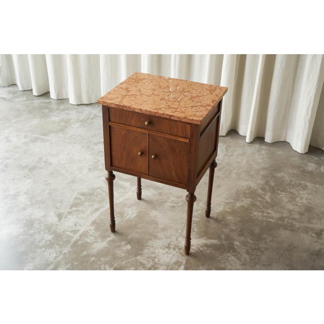 Side Cabinet in Walnut and Red Marble, 1940s For Sale - Image 6 of 14