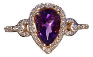 The 14th Avenue: Amethyst Halo Ring with Natural Diamonds in Yellow Gold
